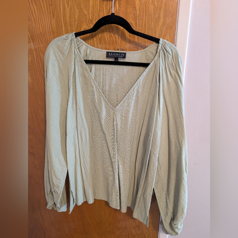 Eloquii Blouse Size 18 Light Green